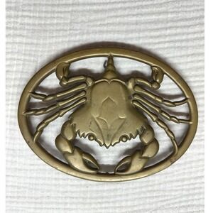 Vintage 1980 Gorham Solid Brass Crab Trivet Seafood BR 17 Footed Oval 8" ITALY